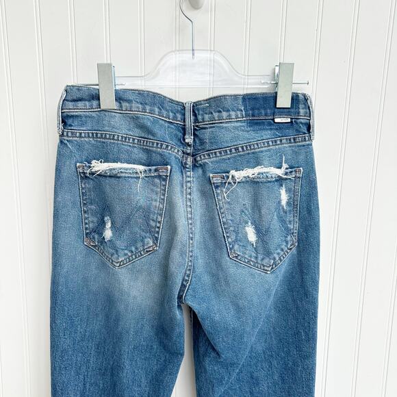 Mother Superior The Flirt Ankle Distressed Slim Jeans Blue Denim Womens 28 - Picture 7 of 13